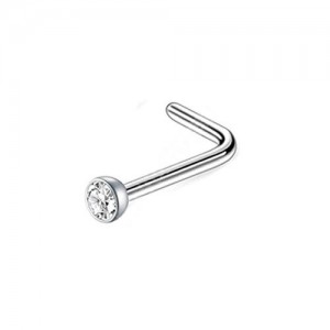 Piercing Nostril Nariz "L" Pedra Crystal Aço 316L
